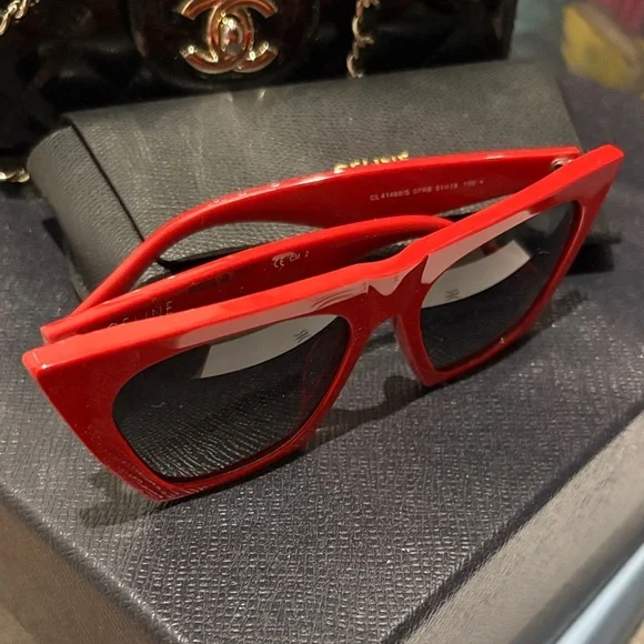 Celine Vibrant Red Cat-Eye Sunglasses display picture 2